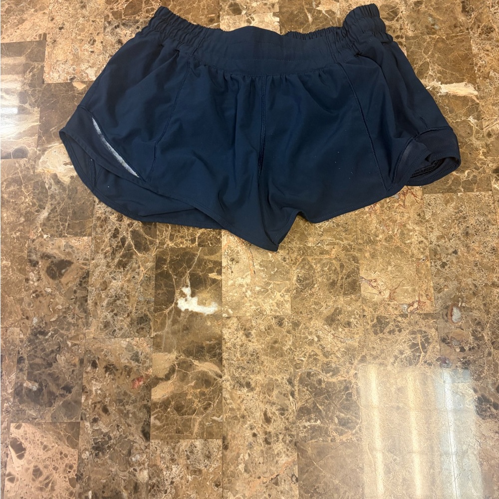Lululemon Athletica Dark Blue Athletic Hottie Hot Low-Rise 2.5 Shorts